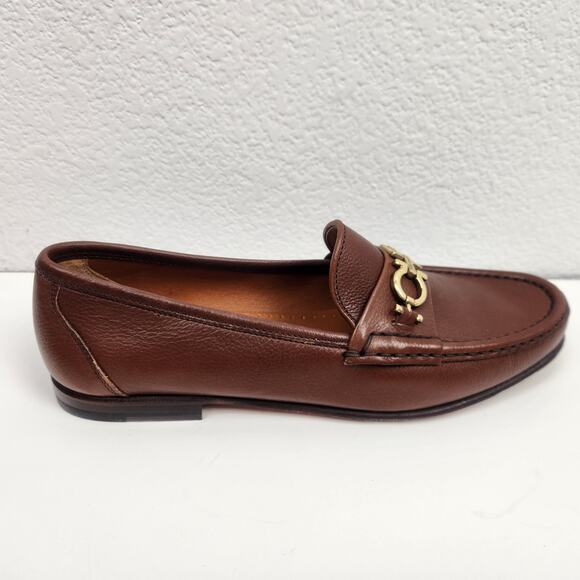 Salvatore Ferragamo Sport Gwendy Tan Pebble Calf Loafers Women Size 8B Brown New - Picture 5 of 14